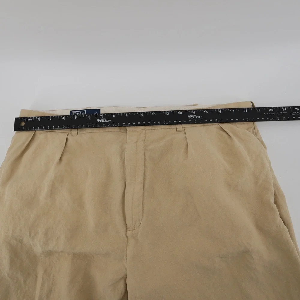 Vintage Polo Ralph‎ Lauren Linen Silk Pleated Pants Tan Mens 36x31 Slacks